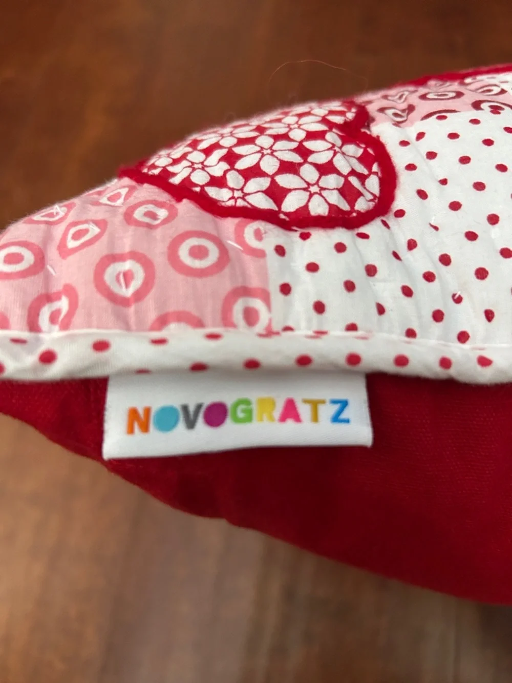 Novogratz Patchwork Print with Heart Quilted Accent Pillow - Red & Pink